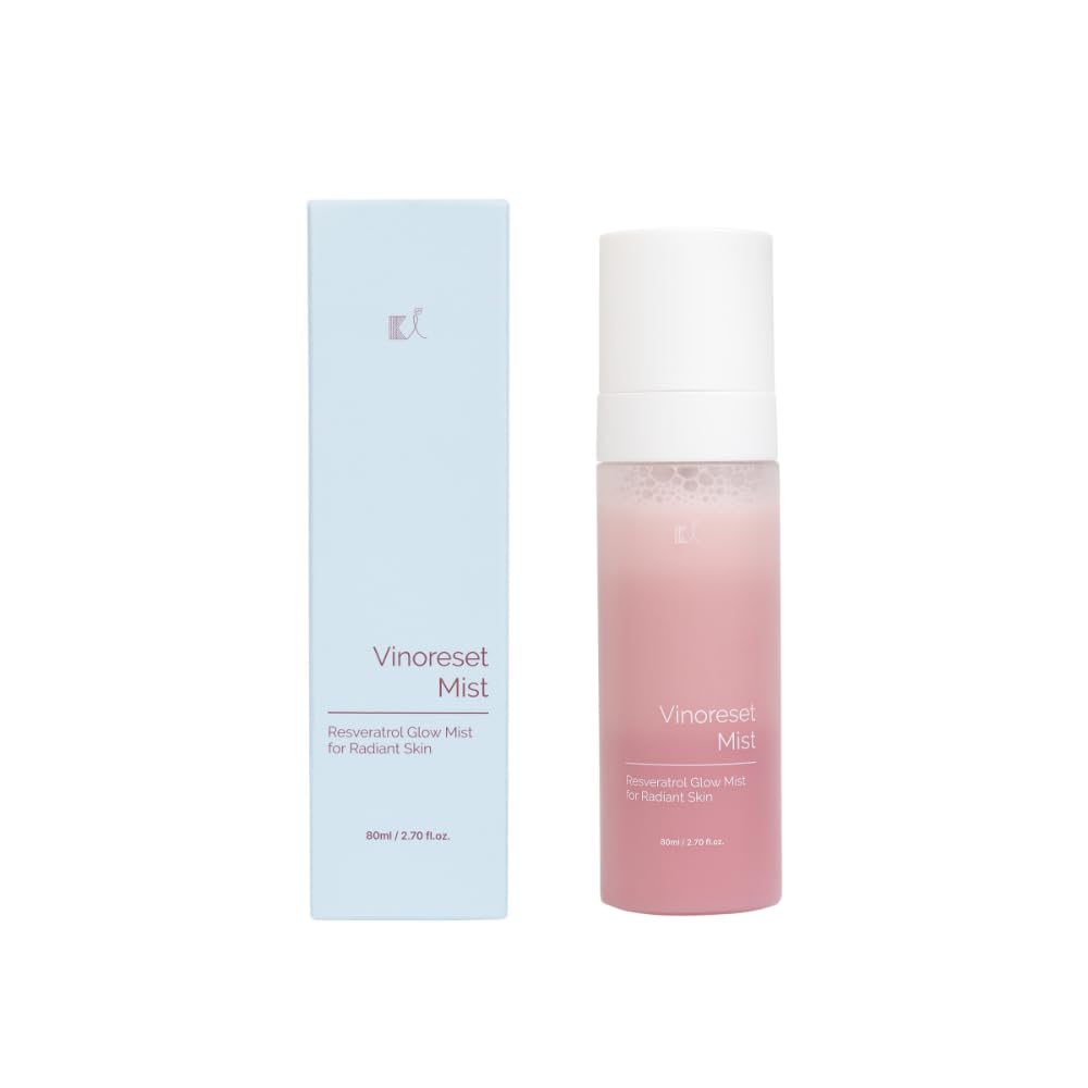 KI Vinoreset Mist Resveratrol Glow Mist for Radiant Skin - Resveratrol Infused Hydrating for Daily Use Moisturizer Moisture 80ml / 2.70 fl.oz.