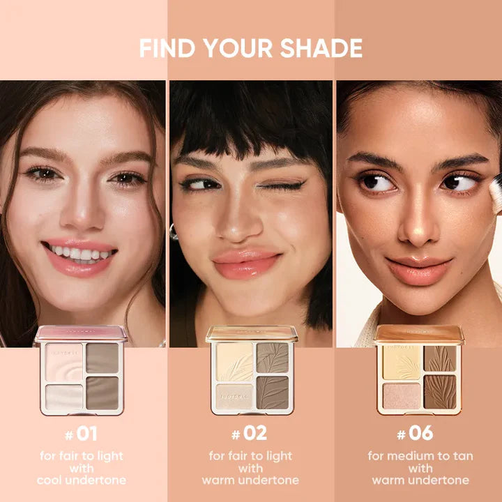 Judydoll Highlight & Contour Palette 01 - 4-Shade Face Sculpting & Brightening Compact