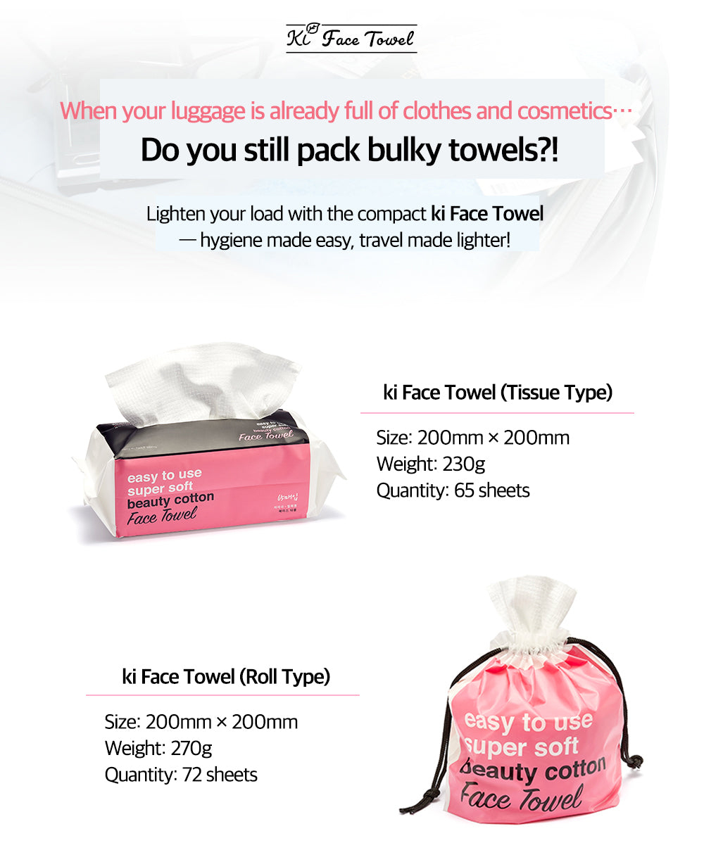 Ki Face Towel,Gentle & Soft, Low lrritation for Skin(Roll Type)
