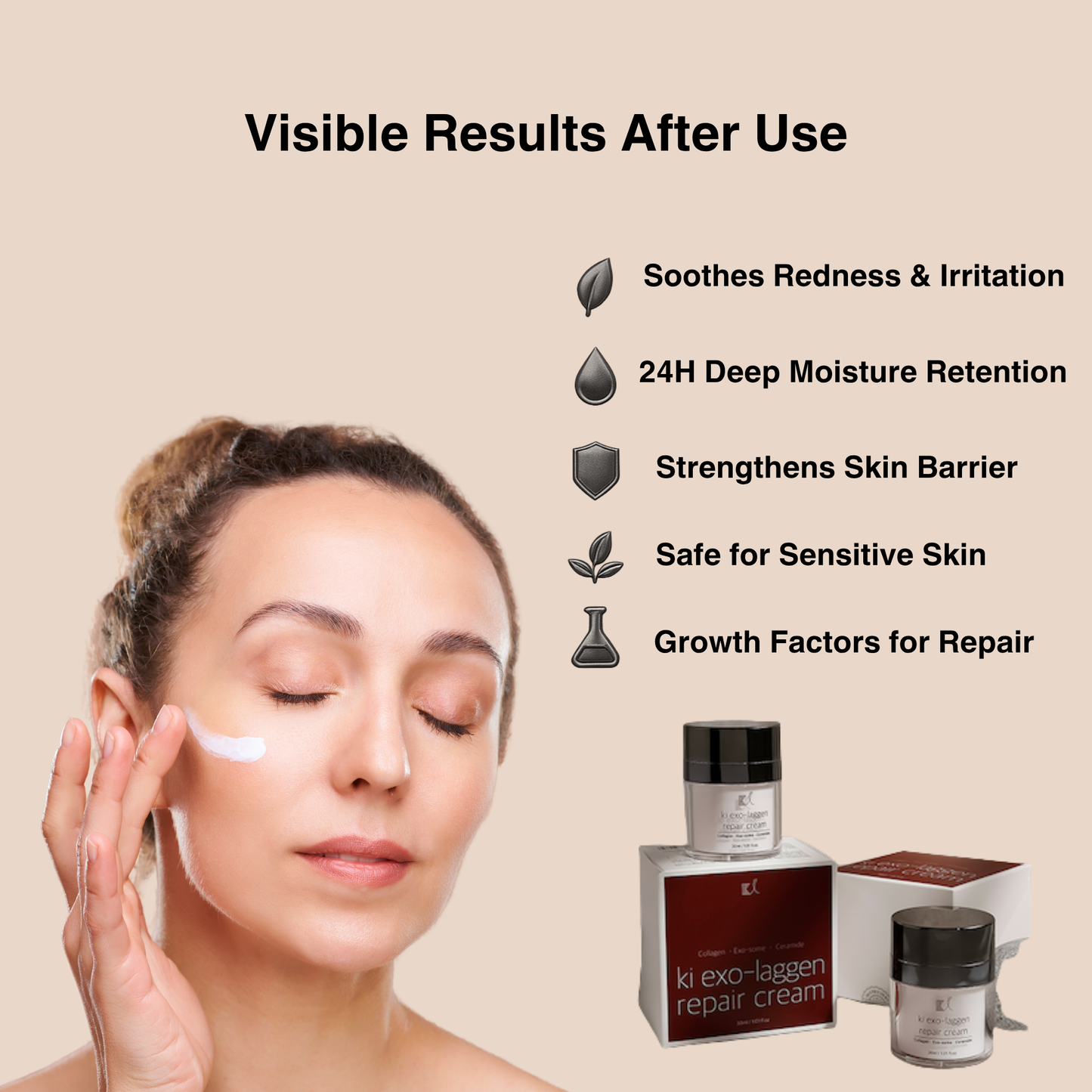 ki exo-laggen repair cream 30ml / 1.01 fl.oz – High Collagen + Exosome Infusion | Korean Anti-Aging Face Cream for Radiance, Firmness & Glow