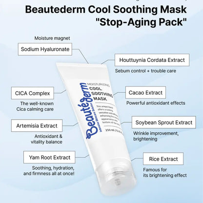 [Beauté Derm] Cool Soothing Mask 250ml with Centella Asiatica Extract, Mugwort Extract, Skin Soothing, Intense Hydration