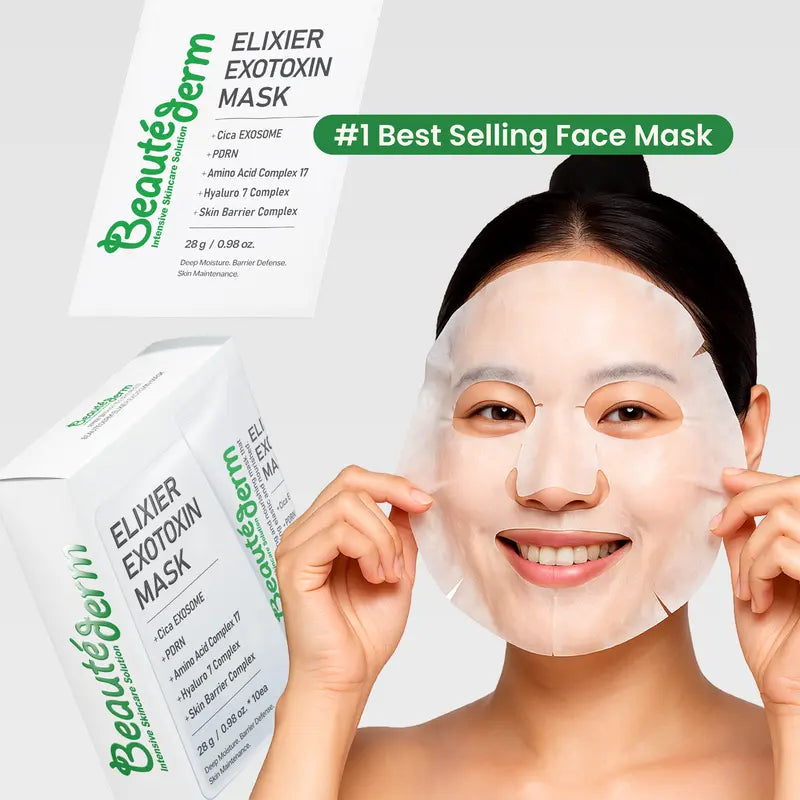 [Beauté Derm] Elixier Exotoxin Mask 28ml with Squalane Exosomes & Hyaluronic Acid Complex for Deep Moisturization and Skin Barrier Maintenance Face Mask Facial Beauty Serum