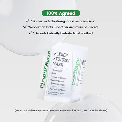 [Beauté Derm] Elixier Exotoxin Mask 28ml with Squalane Exosomes & Hyaluronic Acid Complex for Deep Moisturization and Skin Barrier Maintenance Face Mask Facial Beauty Serum