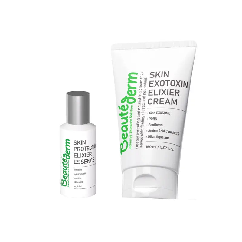 [Beauté Derm]Skin Exotoxin Elixier Cream & Skin Protection Elixer Essence Rich in Panthenol Moisturizing Complexes Ceramides & Amino Acid Complexes for Deep Hydration and Skin Barrier Protection Firm & Lift Serum