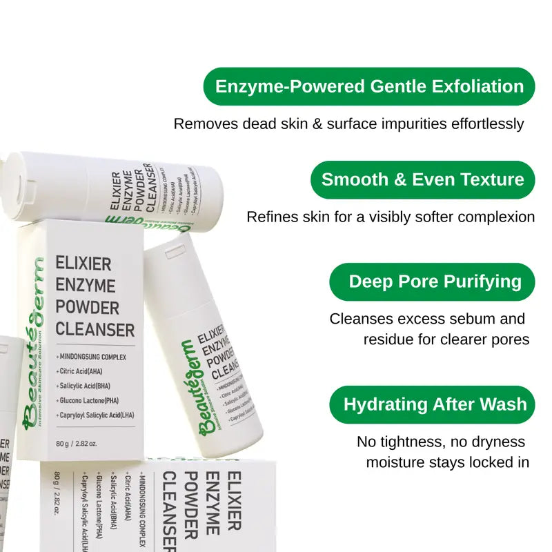 Beauté Derm Elixier Enzyme Powder Cleanser with Mindongsung Complex Citric Acid & Salicylic Acid 80g