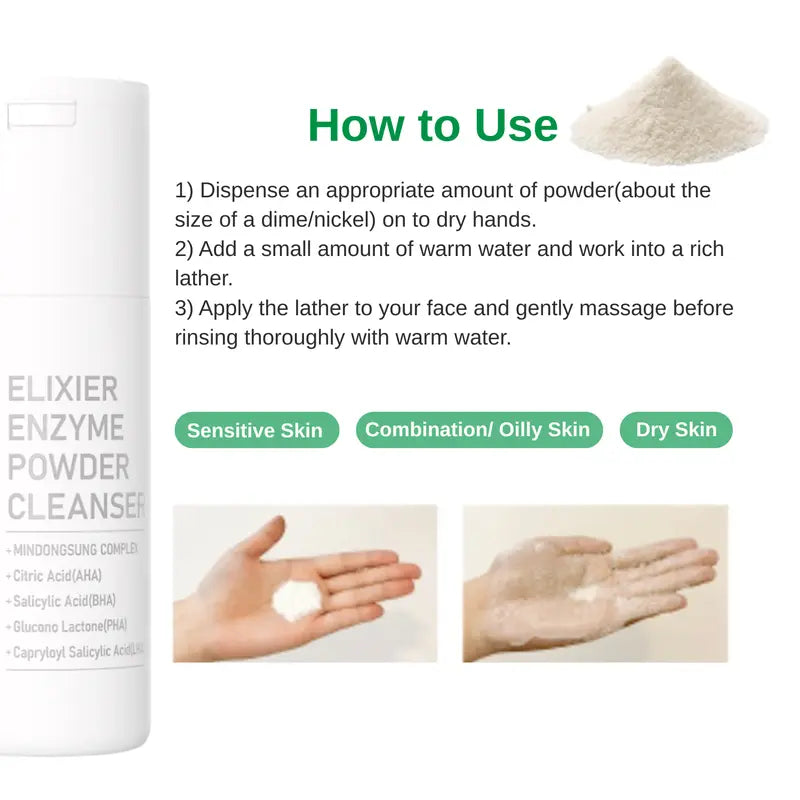Beauté Derm Elixier Enzyme Powder Cleanser with Mindongsung Complex Citric Acid & Salicylic Acid 80g
