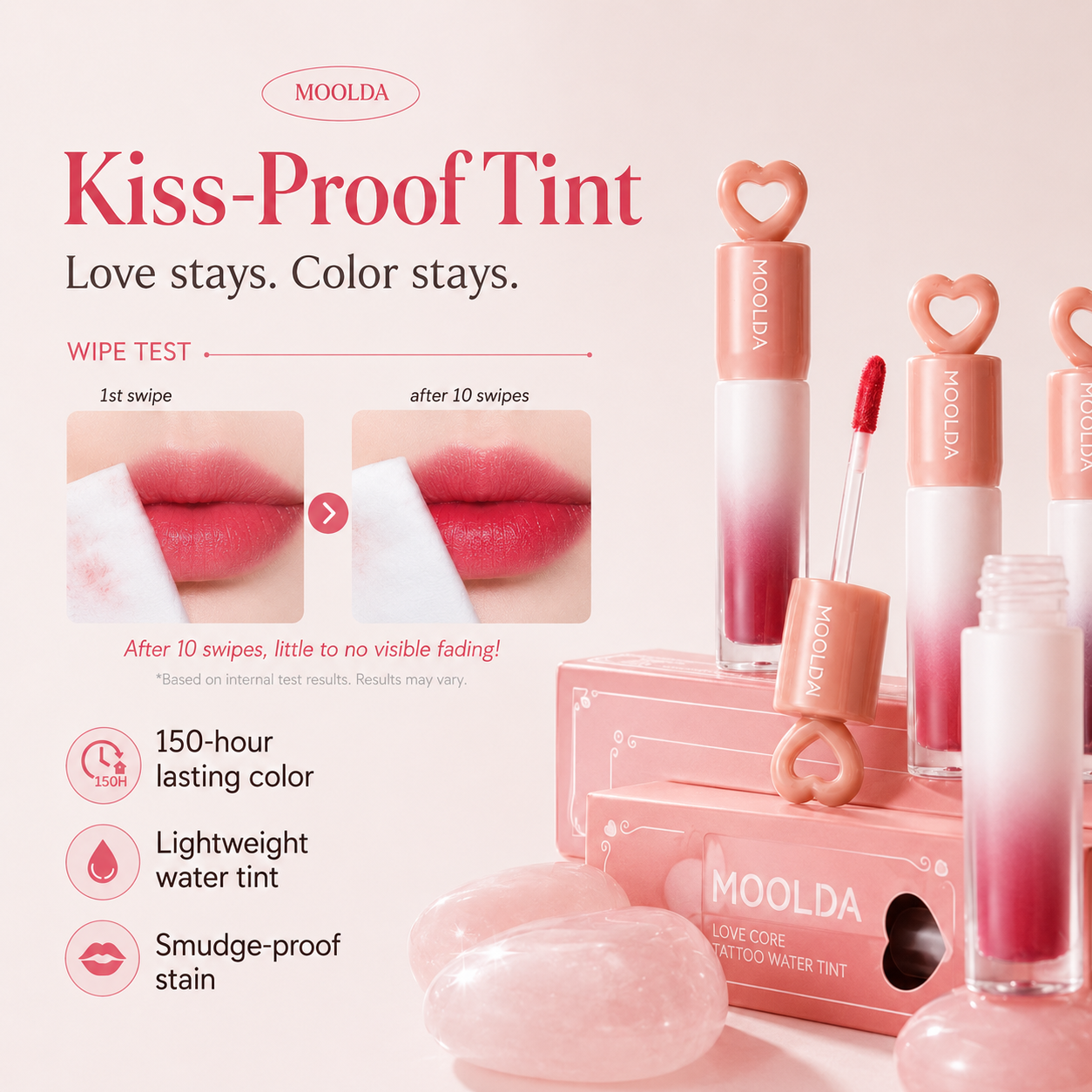 Korean MOOLDA Love Core Tattoo Water Lip Tint WW01-WW10 Long Lasting Stain