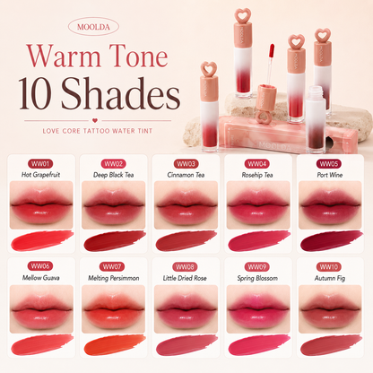 Korean MOOLDA Love Core Tattoo Water Lip Tint WW01-WW10 Long Lasting Stain