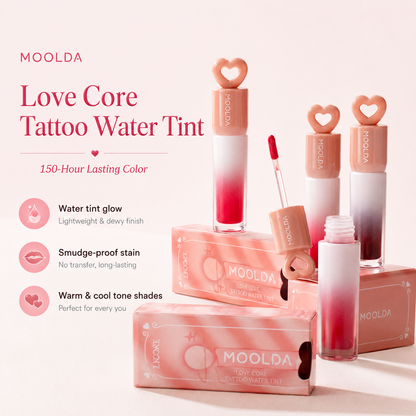 Korean MOOLDA Love Core Tattoo Water Lip Tint WW01-WW10 Long Lasting Stain