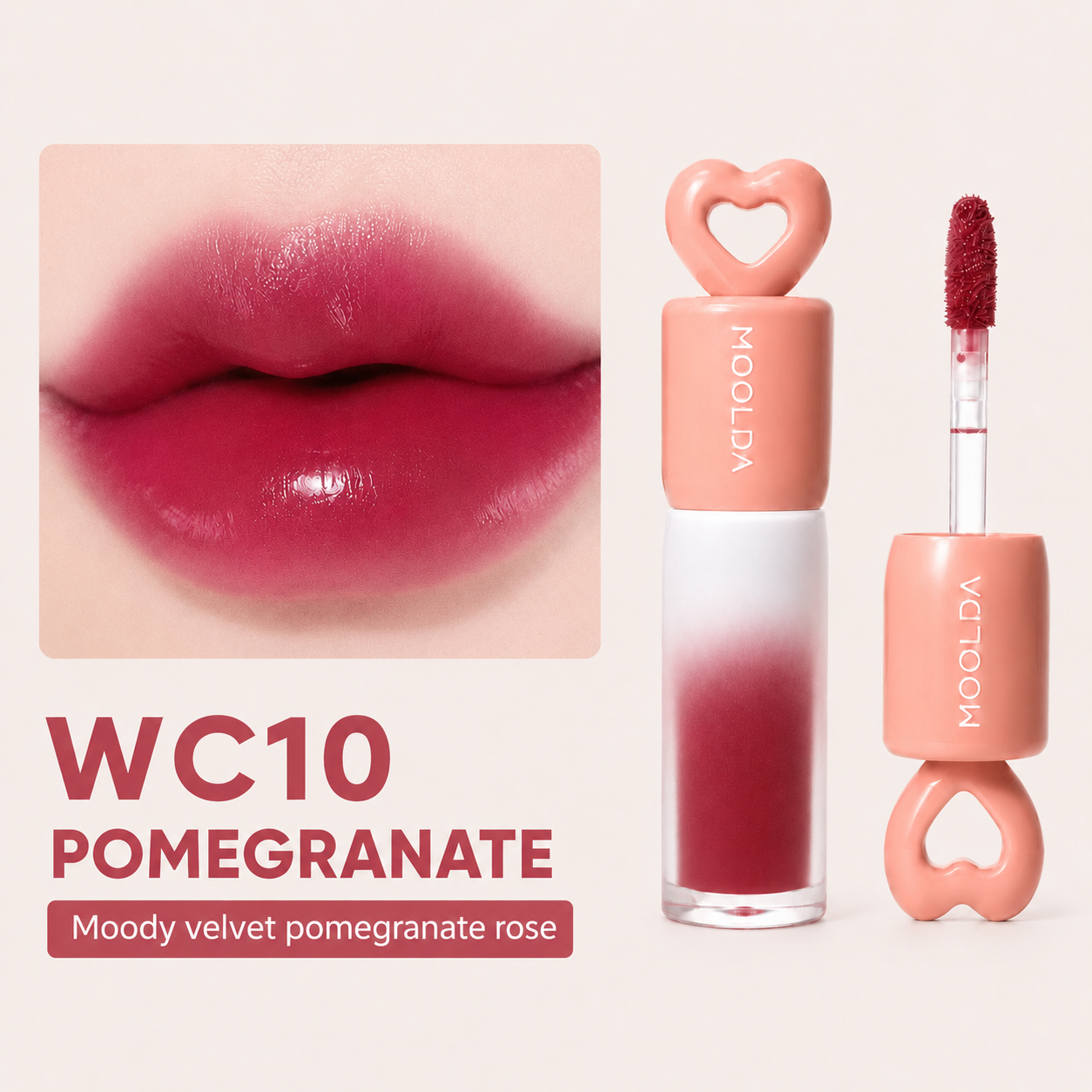 Korean MOOLDA Love Core Tattoo Water Lip Tint WW01-WW10 Long Lasting Stain