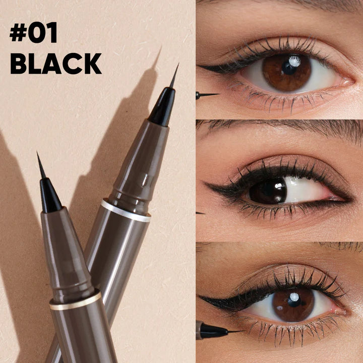 JudyDoll Slim Liquid Eyeliner #01 Black, Fine Tip Precision Eye Liner Pen